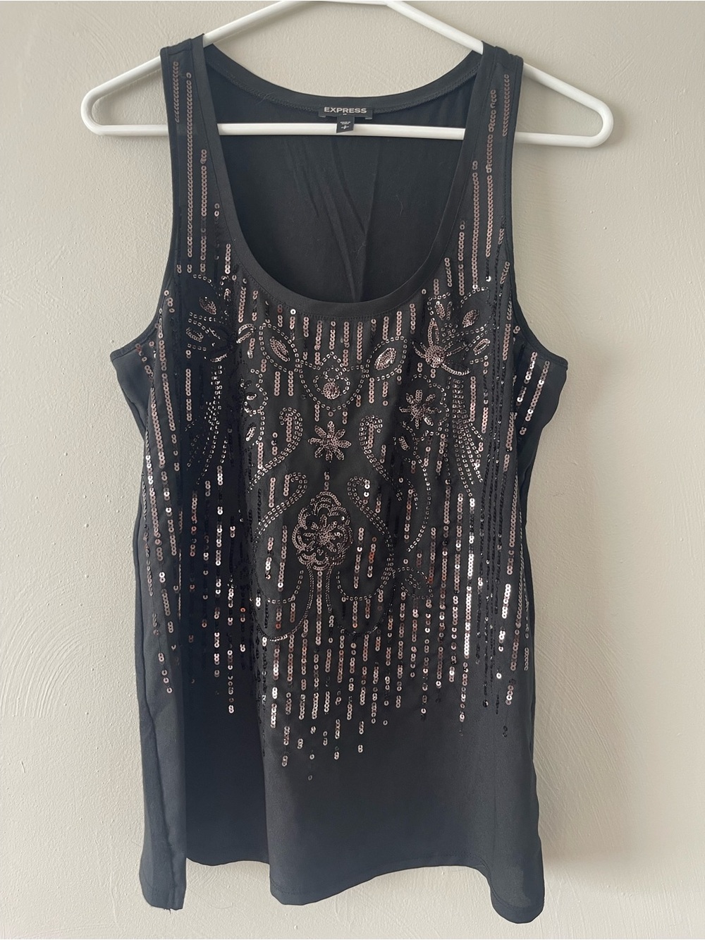 Express Black Sequin Scoop Neck Tank